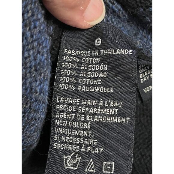 Nautica Mens Argyle Sweater L Black Blue Gray 100% Cotton Classic Knit Long Slee - Picture 8 of 14